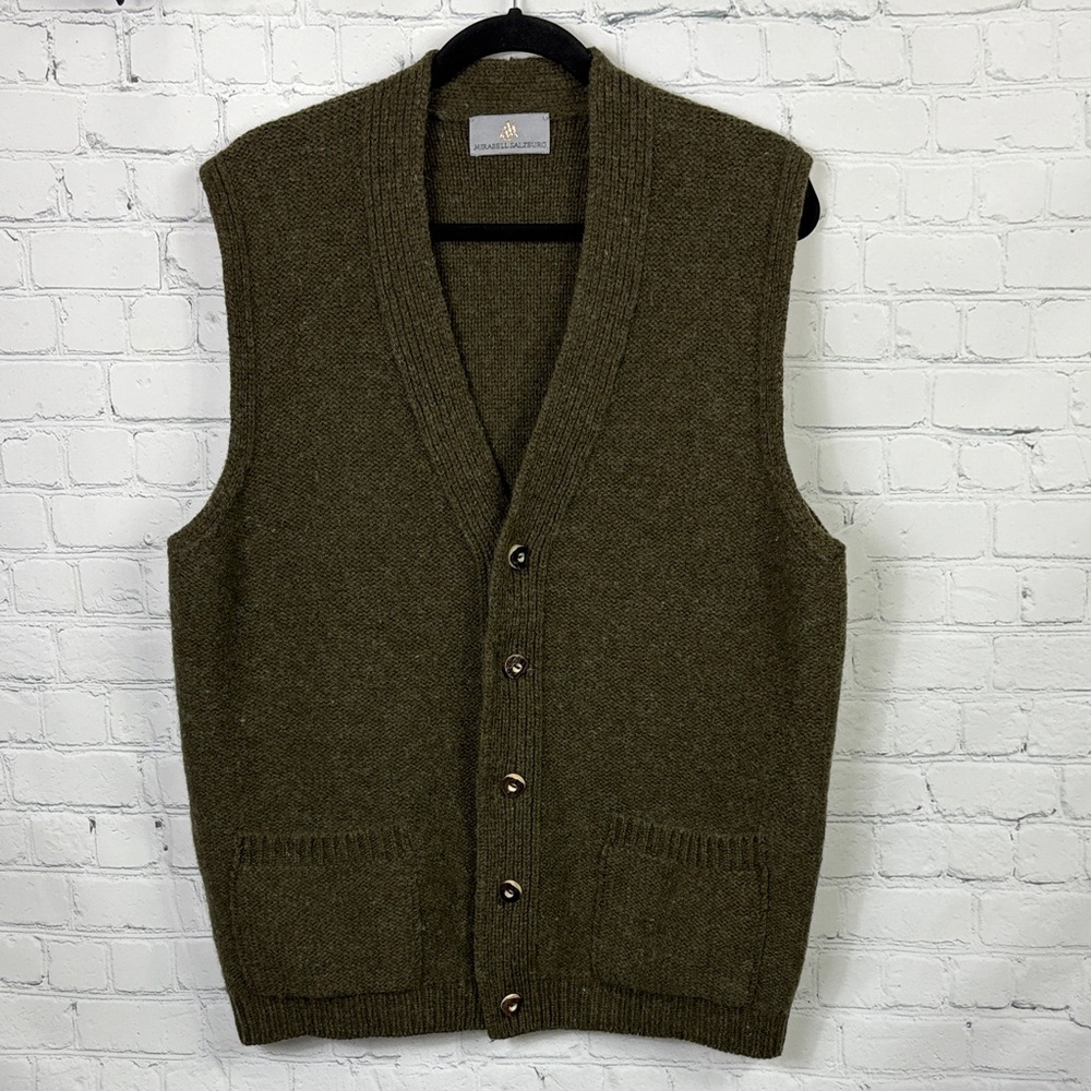 MIRABELL SALZBURG Pure Wool Button Olive Green Vest size14-16